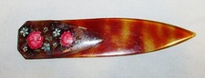 PETIT COUPE-PAPIER ANCIEN PEINT / ROSES   / antique letter opener