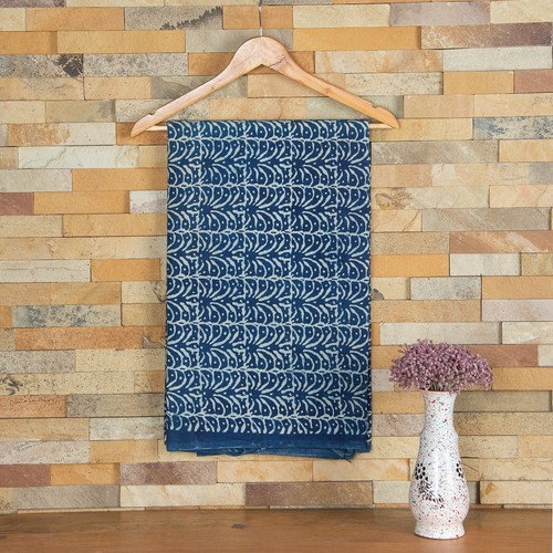 Tissu indigo bleu imprimé - , à