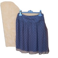 Jupe Courte grise à pois blanc en soie transparente doublure T 38 CAROLL 