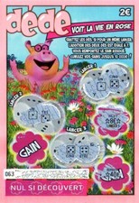 Ancien ticket jeu Dédé FDJ Française des jeux Dédé voit la vie en rose