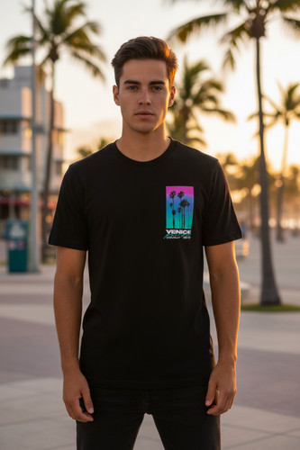 Shirt noir miami graphic - t-shirt,