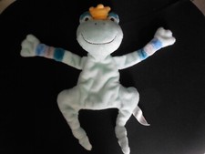 250/ doudou plat grenouille vert bleu couronne HAPPY HORSE