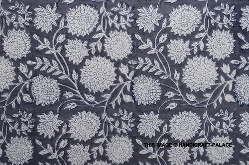 Indien gris sur blanc floral - gris,