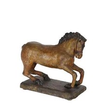 Sculpture Ancienne Cheval Papier Mâché du XIXe Siècle Originale