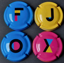 Lot 4 CAPSULES générique ALPHABET LETTRE Fond BLEU - PLAQUE DE MUSELET CHAMPAGNE