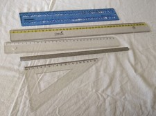 Accessoires Bureau 3 Règles + Equerre + Trace lettres