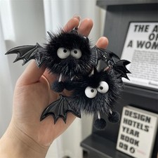 Joli porte-clés boule de suie ailée à pompons noirs moelleux porte-clés sac à main breloque
