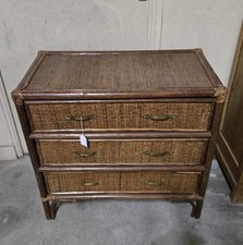 Commode en rotin et osier vintage années 70/80
