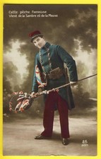 cpa MILITARIA SAMBRE MEUSE Poisson d'Avril 1917 POILU cachet 38è RTI APRIL FISH