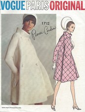 1960s Vintage Vogue Couture Motif B36 Pouce Manteau (1018) Par 'Pierre Cardin'