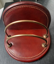 PORTE LETTRE DE BUREAU EN CUIR MARRON MARQUE ROCHE DESIGN ANNEES 60 VINTAGE