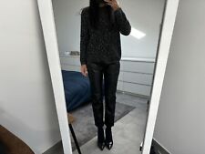 Pantalon chino carotte noir aspect cuir Zara neuf 36 38 w27 neuf
