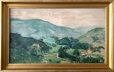 Tableau Ancien signé Maurice Désiré Lucas / paysage de montagne, vallées Ca 1940