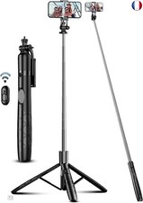163.5CM Perche à Selfie, Trépied Smartphone, Extensible Selfie Stick Trépied de 