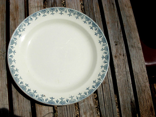 Plat rond bleu - , ancien