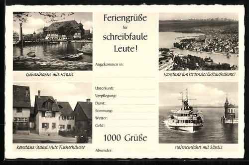 Carte postale constance port - carte, constance,
