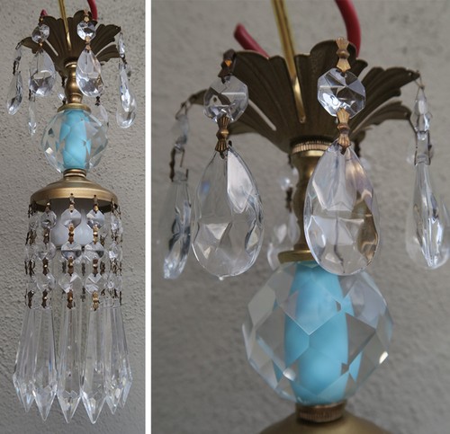 Vintage cut crystal - , brass