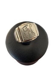 Bague art déco argent chevalière unisexe 1925 vintage Poinçonné  Ancien FR61