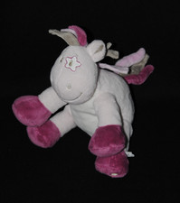 Peluche doudou âne cheval NOUKIE'S Victoria Lucie rose étoile 20 cm assis TTBE
