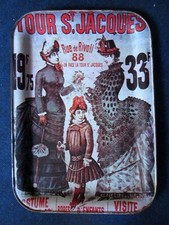 PLATEAU PUBLICITAIRE MASSILLY tole litho Magasin A la Tour St Jacques Paris !