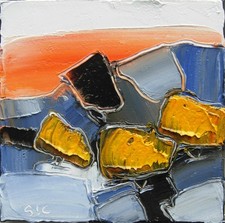 Tableau original de Sic 15x15 cm les 3 oliviers abstrait Peinture toile art