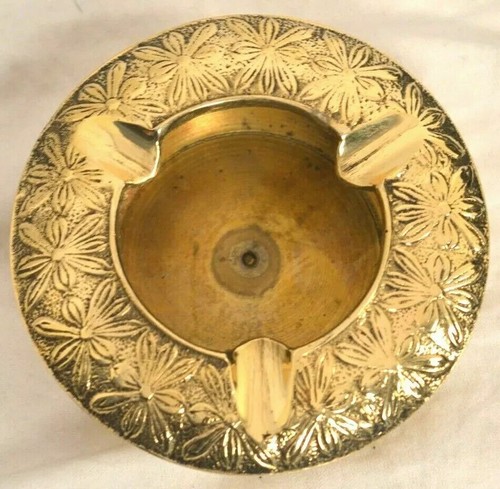 Ancien cendrier rond laiton - ancien, en
