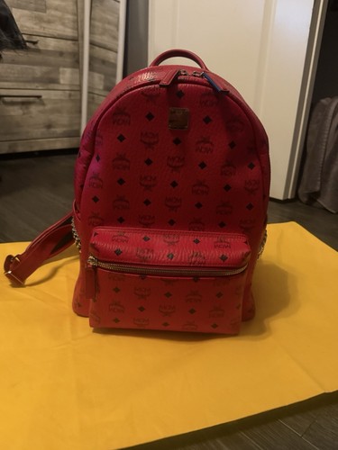 Red mcm backpack leather with - red,