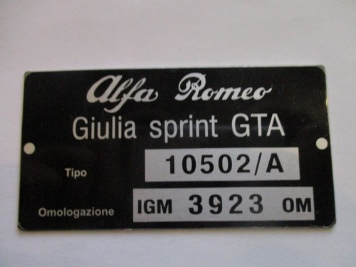 Plaque identification alfa - plaque, d'identification