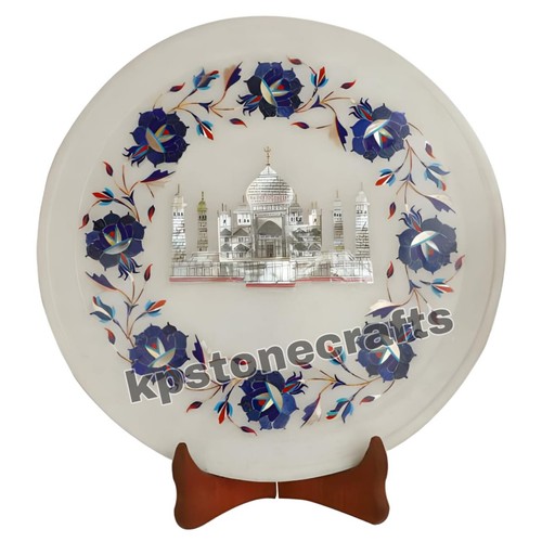 Assiette ronde marbre - marbre, blanc