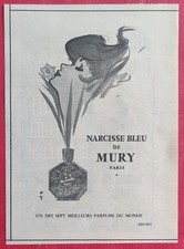 Publicité de presse Belge: Parfum NARCISSE BLEU de MURY ill d'après GRUAU 1964