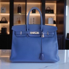 Sac Hermes Birkin 35 bleu de Malte