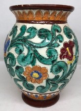 Rare Vase Décor Floral Signé