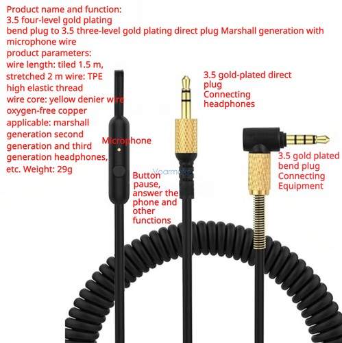 Audio cable with microphone - with,