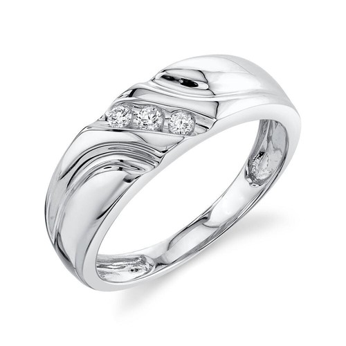 Hommes 14k blanc diamant - blanc, 3