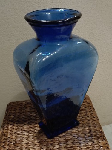 Grand vase verre bleu cobalt - vase,