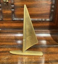 Magnifique Presse Papier Bateau En Laiton Doré