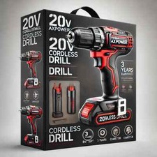 Perceuse sans-fil FERM - Batterie, chargeur, 2 embouts et lampe LED inclus