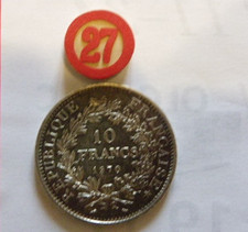lot N° 27 piece argent 10 francs hercule 1970