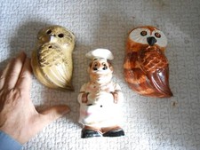 Ancien dérouleur dévidoir pelote bobine de fil Chouette Chef Cuisinier Couture