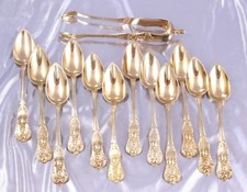 SUPERBE SERVICE A THE AU MASCARONS- ARGENT MASSIF MINERVE VERMEIL XIX