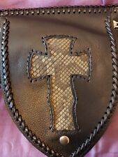 Ceinture Cuir Pochette Python Croix Motard Hip Argent Larp Steampunk Gothique