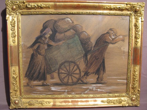 Tableau fusain signé - , georges