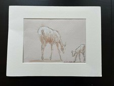 Rare dessin Art Déco biche et