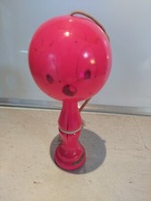 Ancien Bilboquet du Jura en Bois Peint en Rose 