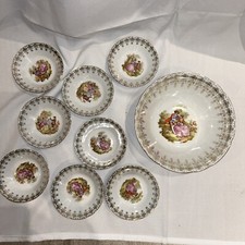 8 Assiettes Creuse Et Un Saladier Scène Galante Fragonard Porcelaine Bavaria