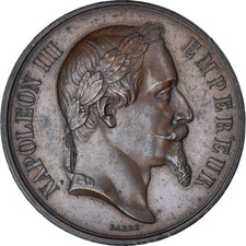 France, Médaille, Napoléon III, Concours Agricole d'Evreux, 1864, Barre, TTB+
