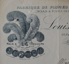 Facture PARIS 1927 Plume d'autruche LOUIS GERARD boa parure illustrée 62
