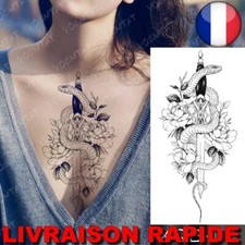 Tatouage Temporaire Imperméable Couteau Serpent Faux Main Bras Jambe Mode Fleur