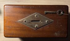 Boite Tirelire En Bois Retro 1910-1920 (Avec Clé)