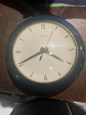 Ancienne Horloge Pendule Murale  Vedette À Restaurer Deco Loft Bleu Canard